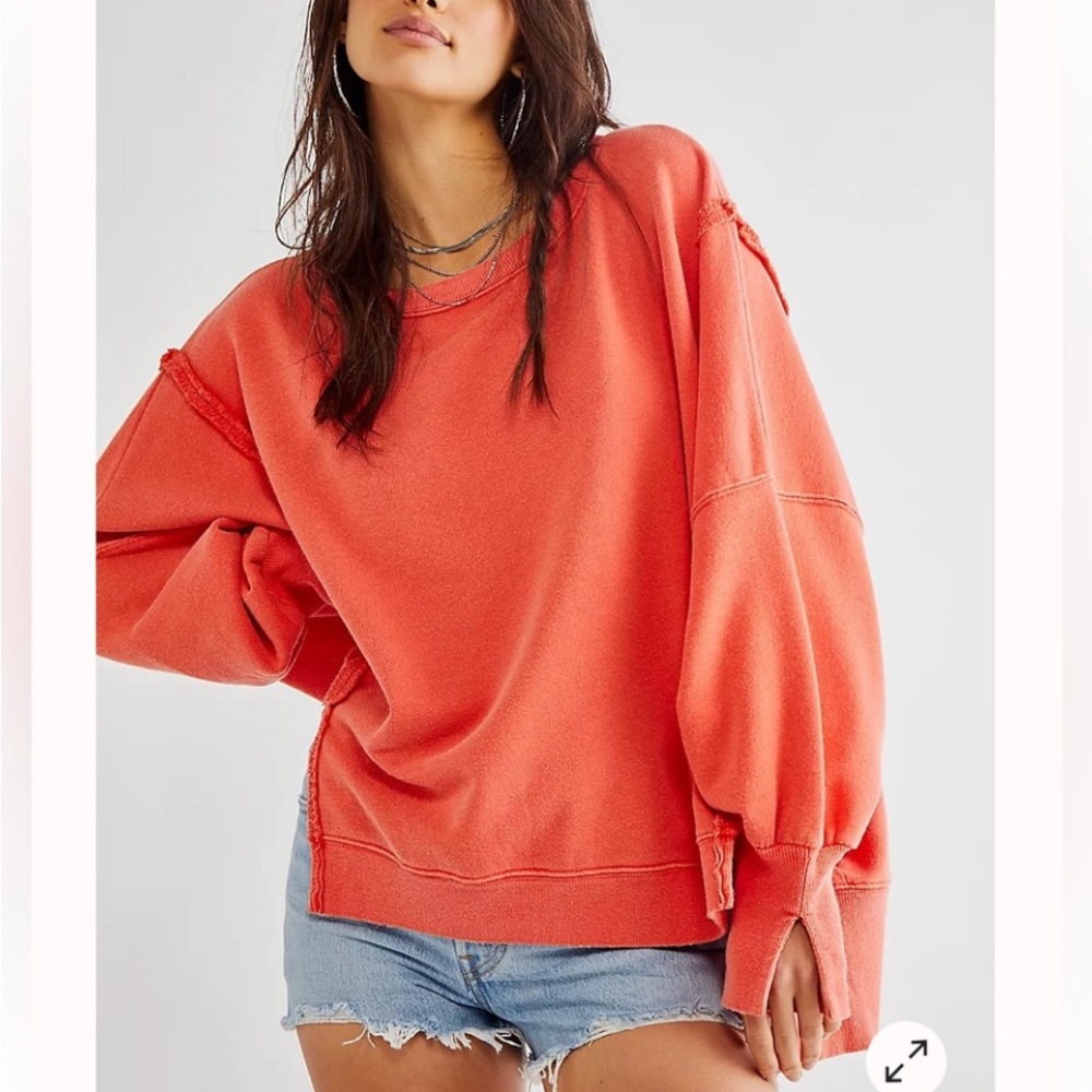 Free People Camden Sweatshirt in Scarlet Sun Size-Small NWOT